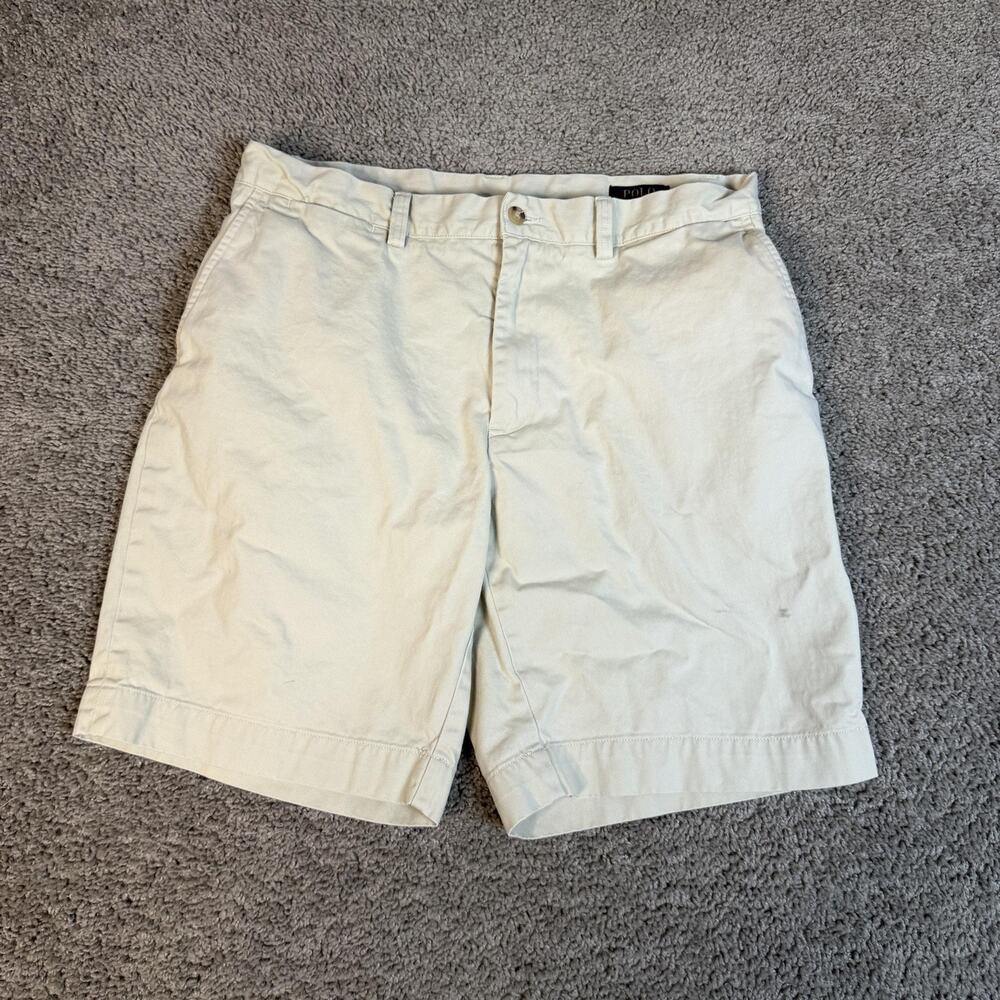 Polo Ralph Lauren Shorts Mens 34 Beige Chino Cotton 9 In Inseam Pockets